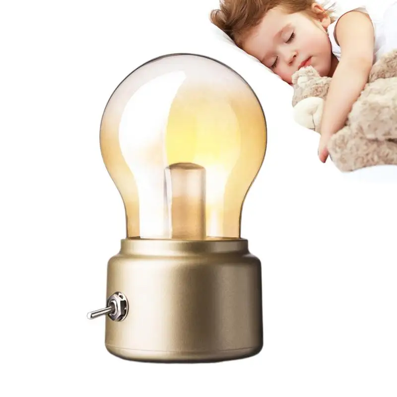

Лампа Ночная настольная в стиле ретро, перезаряжаемая лампа для домашнего освещения, декоративные элементы освещения для спальни, кабинета, детской комнаты