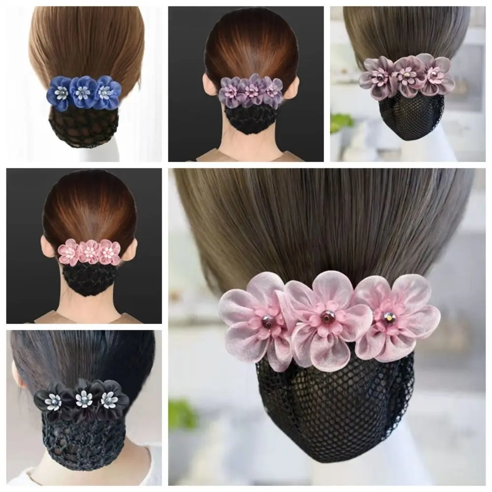 

1 PCS Vintage Hair Net Cover Elegant Sweet Bowknot Spring Clip Simple Fashion Flower Bun Snood For Ladies