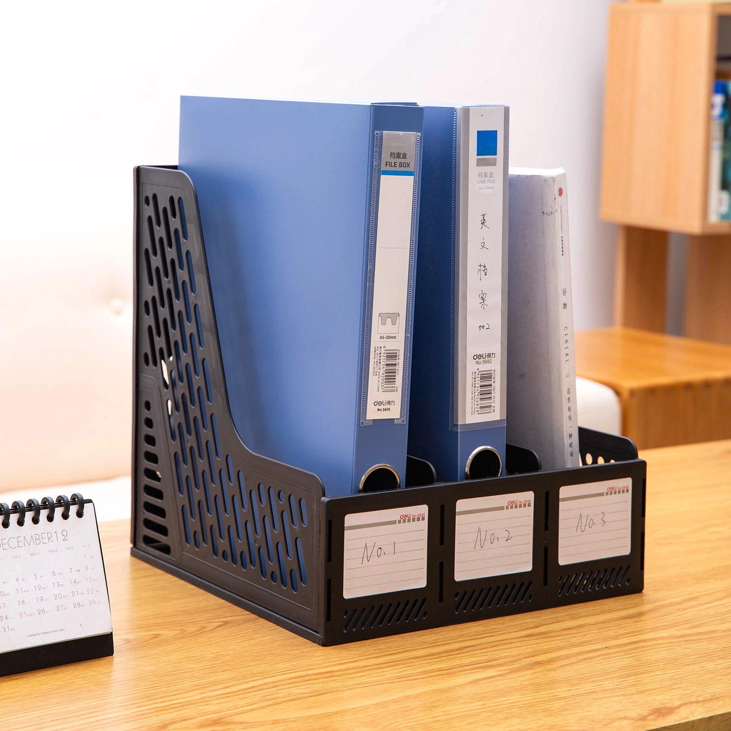 Deli Magazine Container PP Material Triptych Document Holder Frame Assemble Desk Organizer Storage School Office