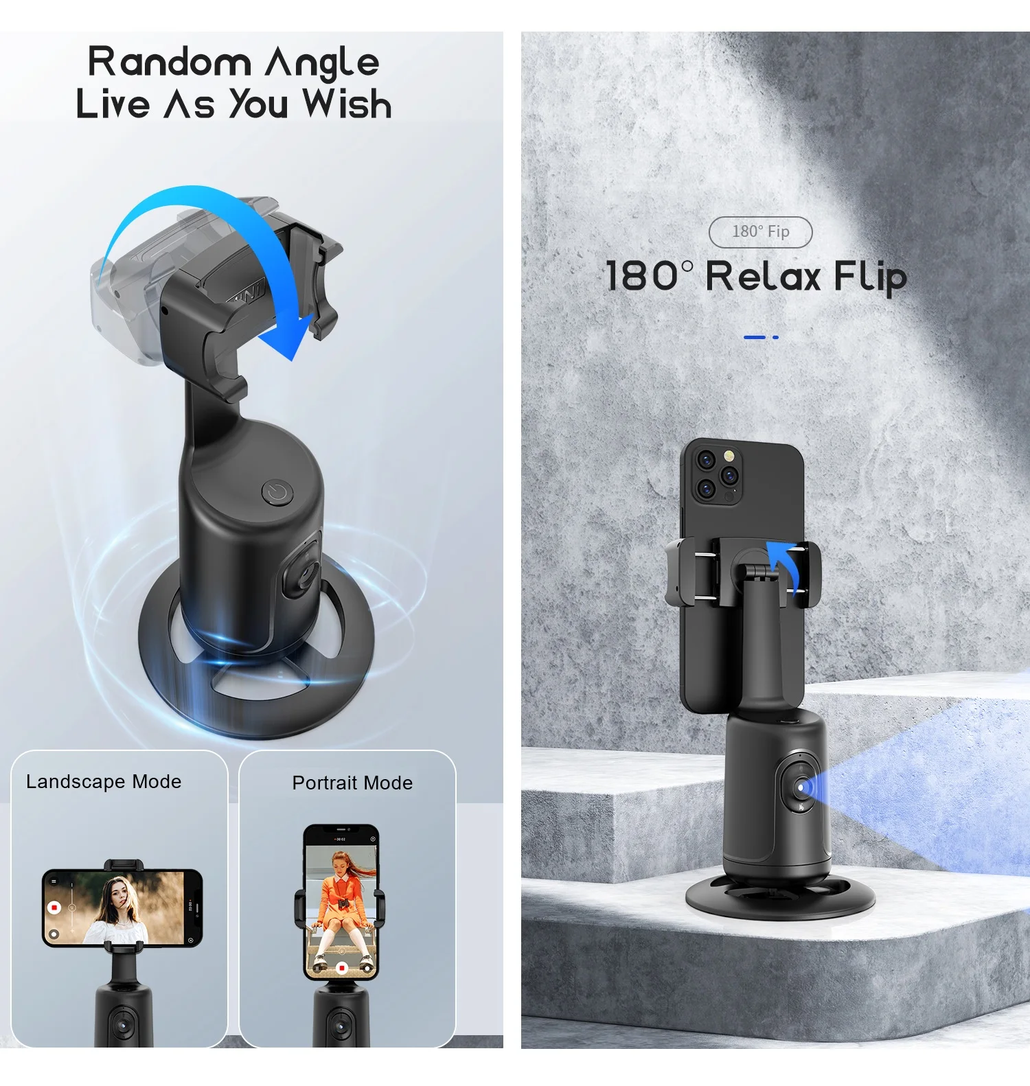 AI Face Tracking Gimbal stabilizzatore per telefono cellulare, 360 supporto per Selfie con rotazione automatica per Iphone 15 Pro Max Android, treppiede opzionale  44