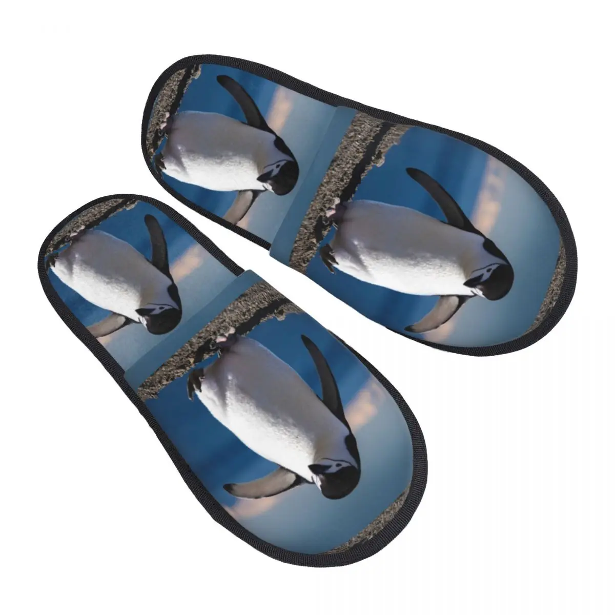 

Плюшевые домашние тапочки с ремешком в виде пингвина, тёплые мягкие домашние тапочки для осени и зимы