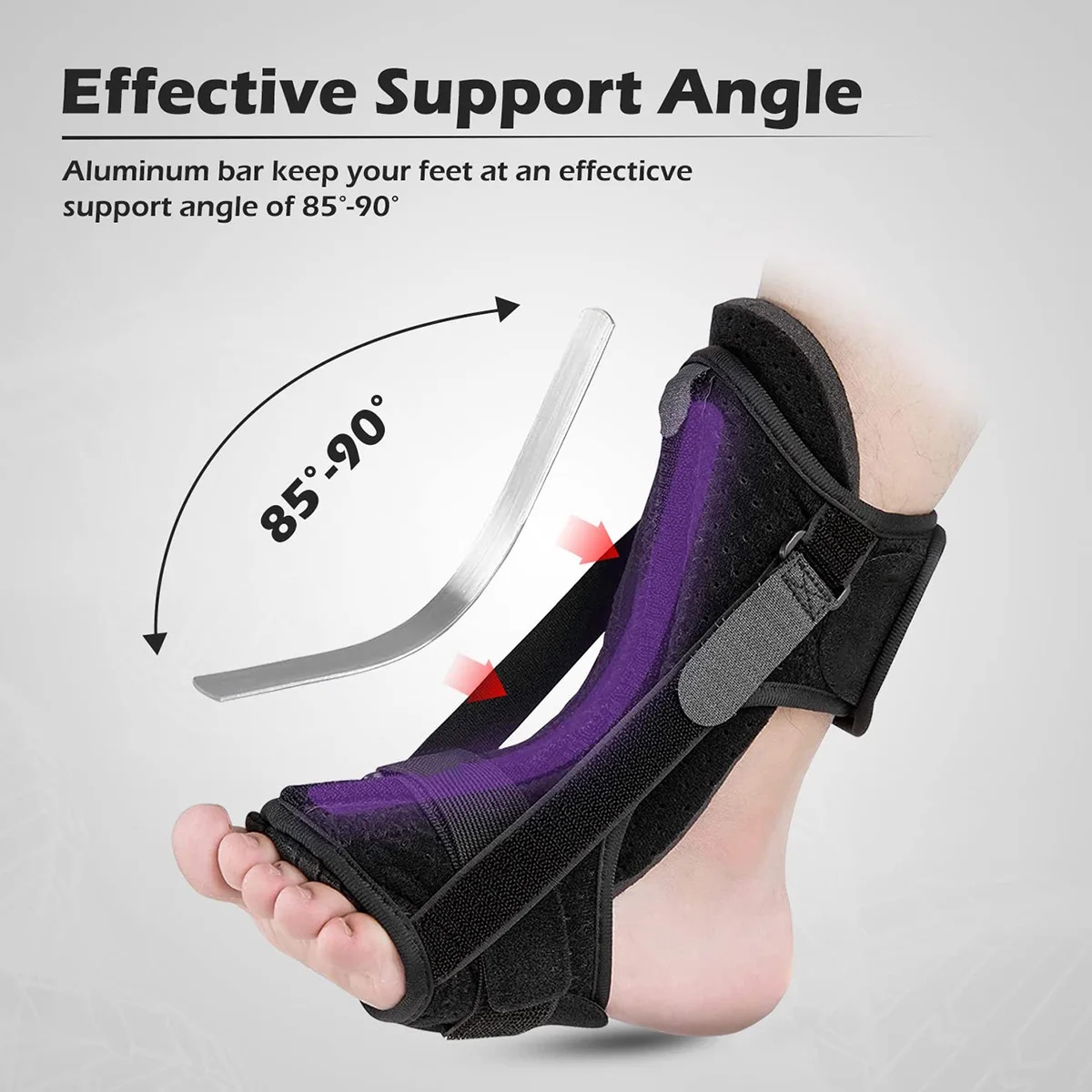 Adjustable Plantar Fasciitis Foot Drop Orthotic Brace Rehabilitation Fixed Foot Rest Socks Breathable Night Splint Easing Pains