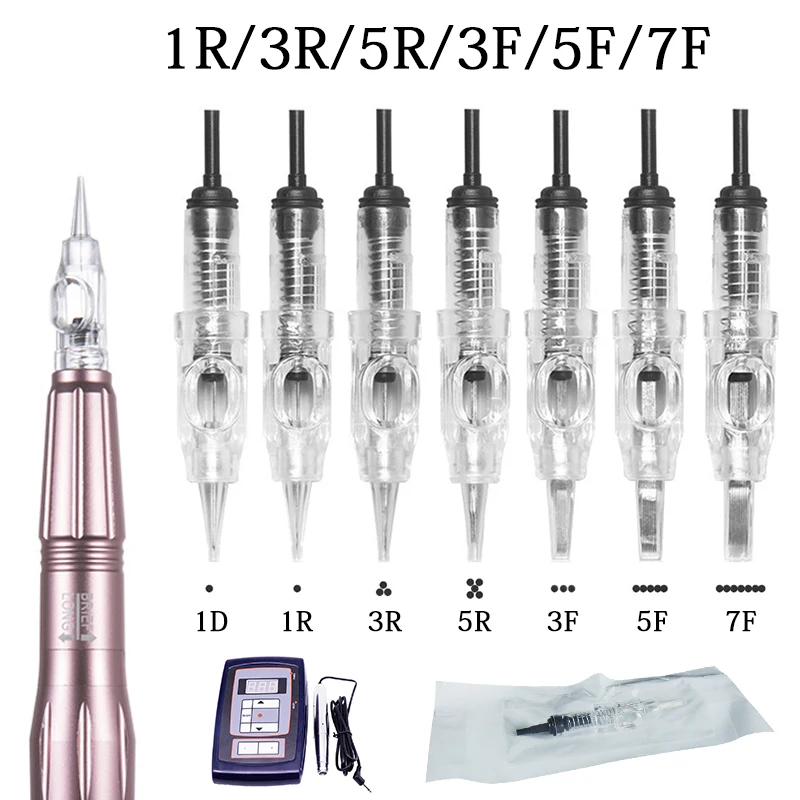 

50pcs 1rl 3rl 600D-G Agulhas Easy Click Permanent Makeup Needles 5RL 3F 5F for Tattoo Cartridge Needles Rotary Swiss Machine Pen