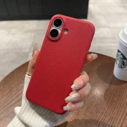 Elegant Leather Texture Shockproof Silicone Case with Lichee Pattern - 17Promax (Red)