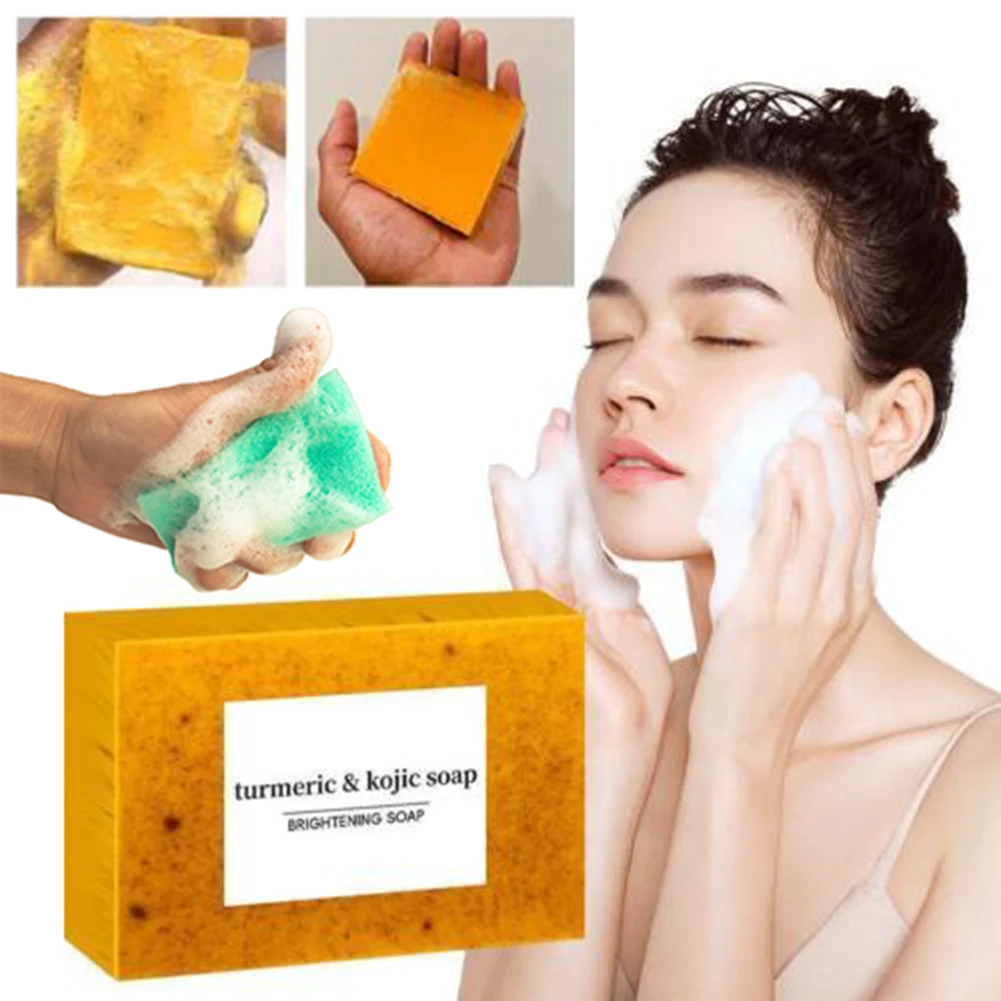 Turmeric Kojic Glow-Skin Brightening Soaps Exfoliates Skin Soaps Multi-Purpose Facial Care Supplies For Women Men Adults Teens 6