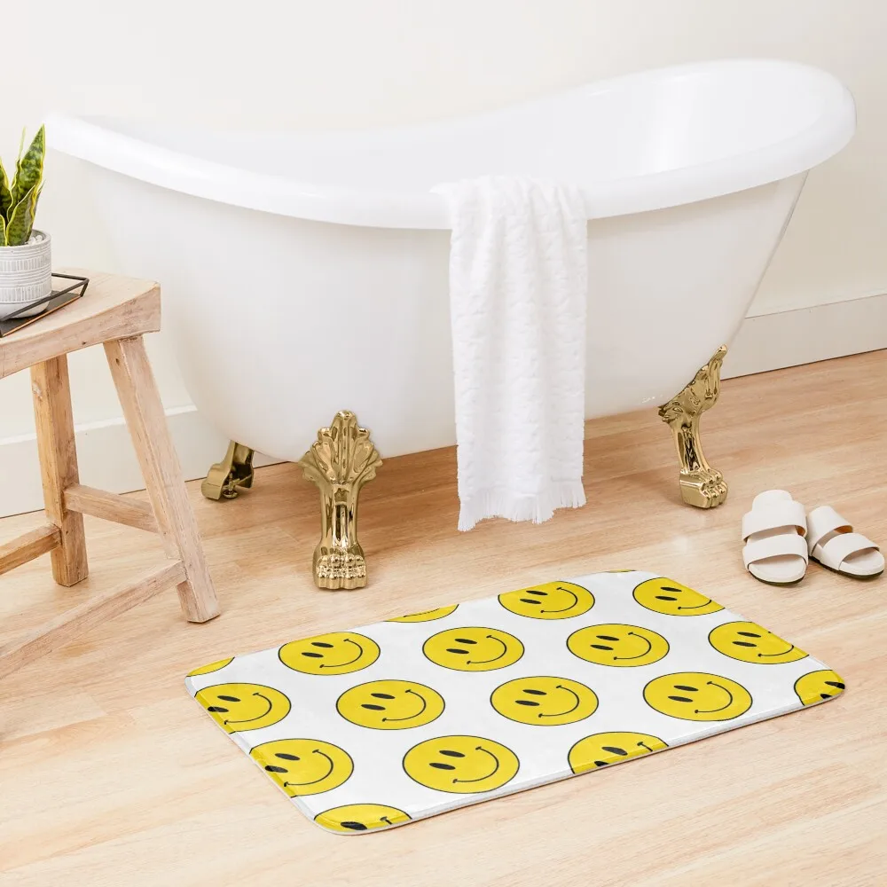 Smile Tilted Happy Face Bath Mat Hallway Carpet Anti-Slip Shower Quick-Drying Bathroom Carpet Carpet Absorbent Rug Mat