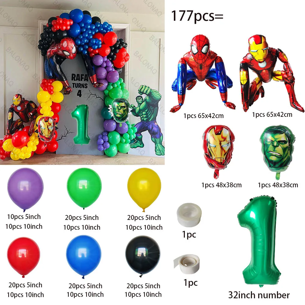 1set spiderman hulk hrdina balón děťátko sprcha dekorace narozeniny večírek decors avengers žehlička muž děti hraček dar vzduch globos