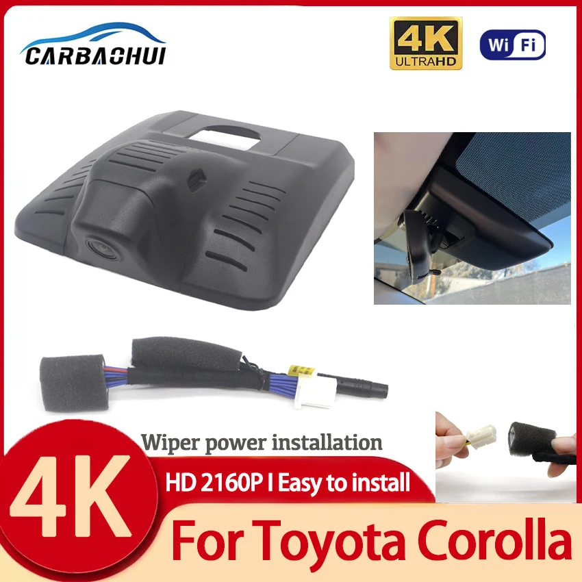 

For Toyota Corolla Hybrid LE 2023 Front and Rear 4K Dash Cam for Car Camera Recorder Dashcam WIFI Car Dvr Recording Devices