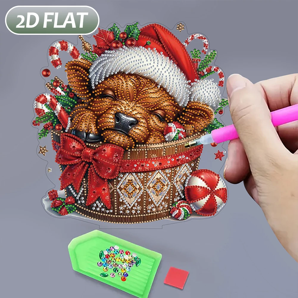 2D/Flat Christmas Yak DIY Table Top Diamond Painting Ornament Kits 5D DIY Diamond Art Tabletop Decorations for Adults Beginner