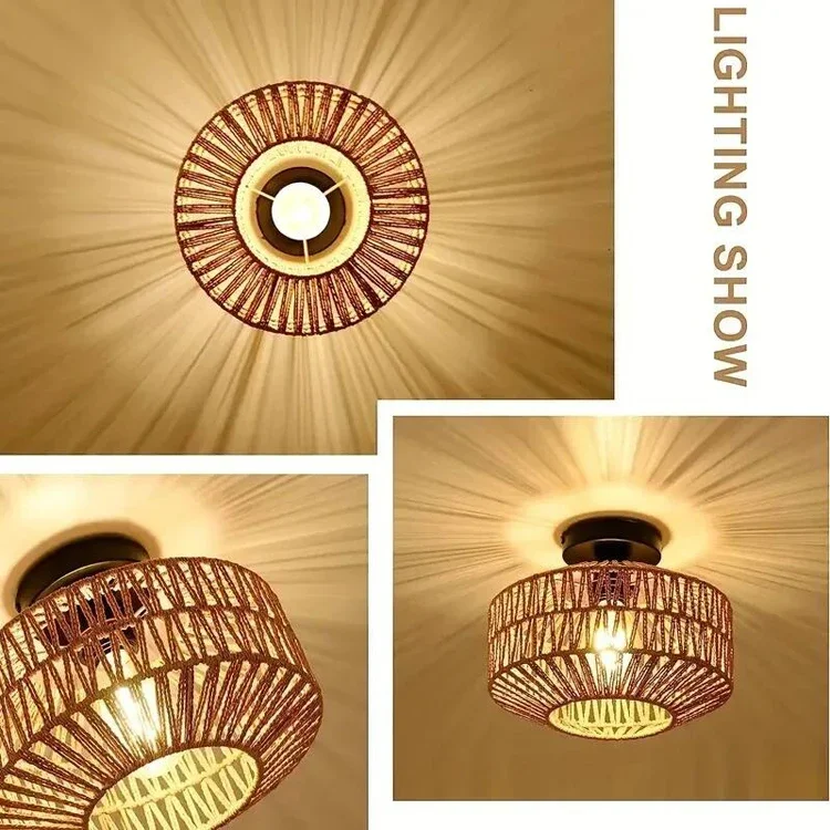 Bamboo Ceiling Chandelier - Handmade Rattan Pendant Light for Living Room Decor