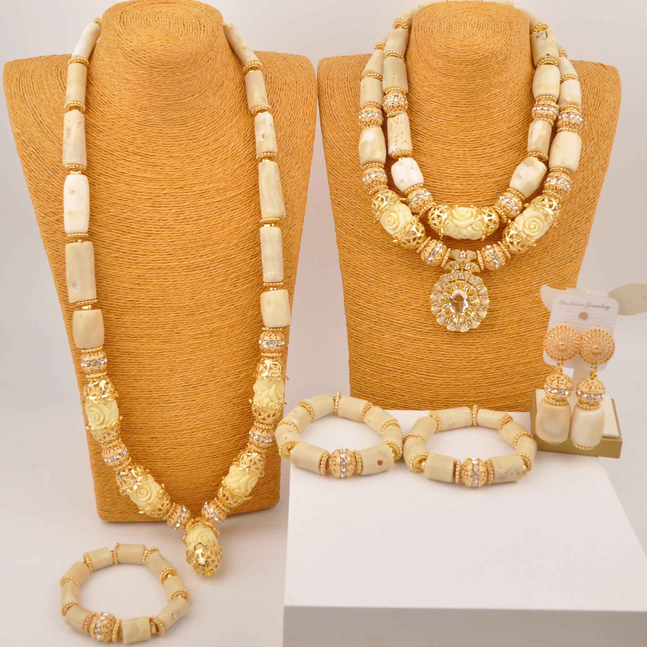 new-style-real-white-coral-beads-jewelry-set-for-couple