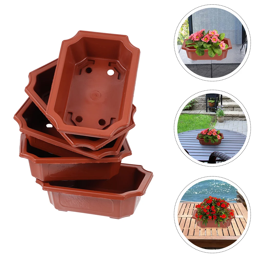 

5 PCS Bonsai Pot Pots for Plants Succulents Gardening Planter Rectangle Flowerpots Household Plastic Simple Containers