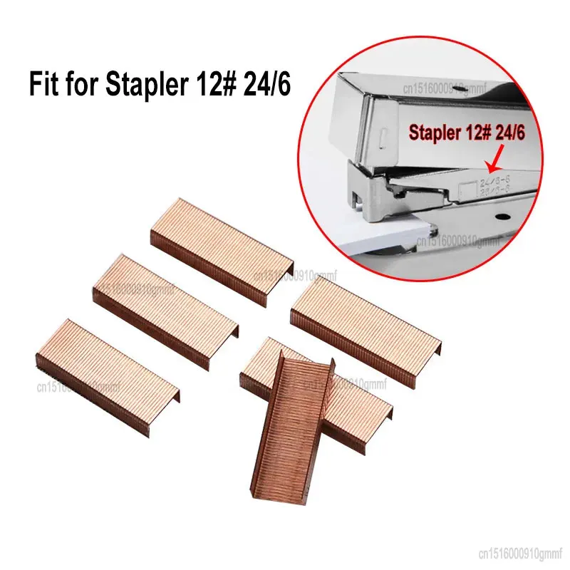 Stapler Pin 1000Pcs Set Metal 12# 24/6 Staples Rose Gold Color Office Accessories School Stationery Binding Supplies