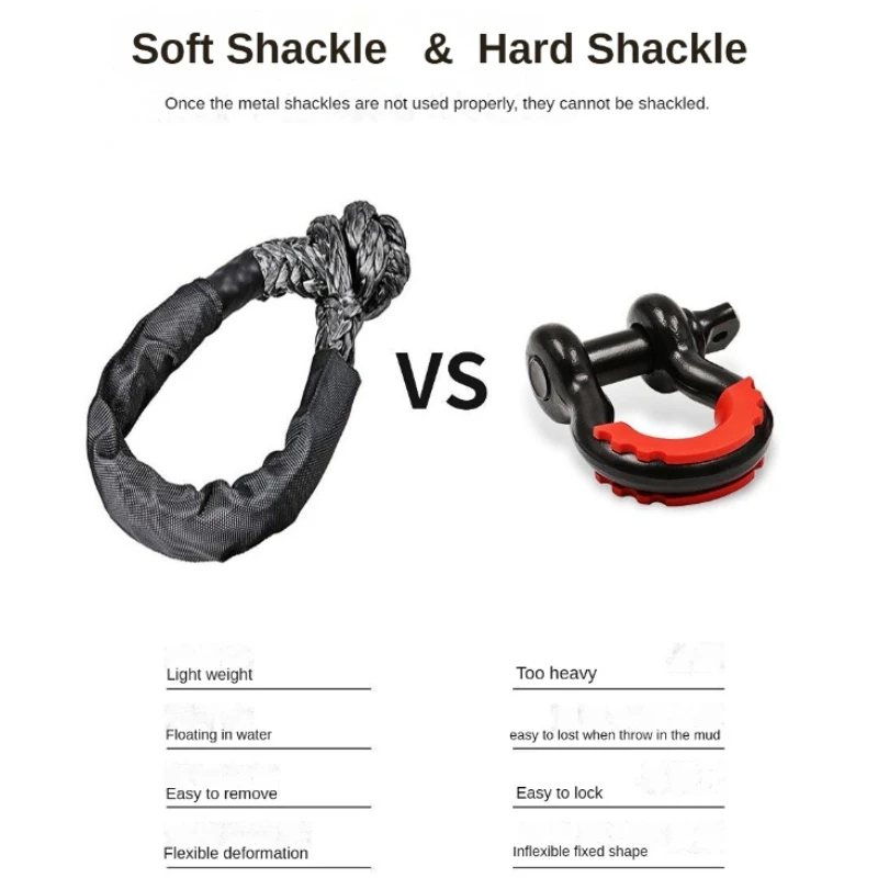 Soft Shackle 41000lbs Synthetic Rope Heavy Duty Offroad 4X4 Tow Shackle Strap with Protective Sleeve for Jeep Truck SUV soft shackle