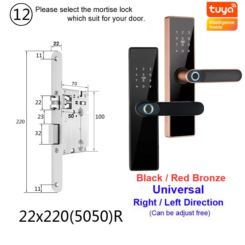 RAYKUBE Tuya Smart Door Lock Wifi Fingerprint Password IC Card Keyless Remotely Unlock Use AA Battery Support 8 Language Voice best electronic door lock Access Control Systems