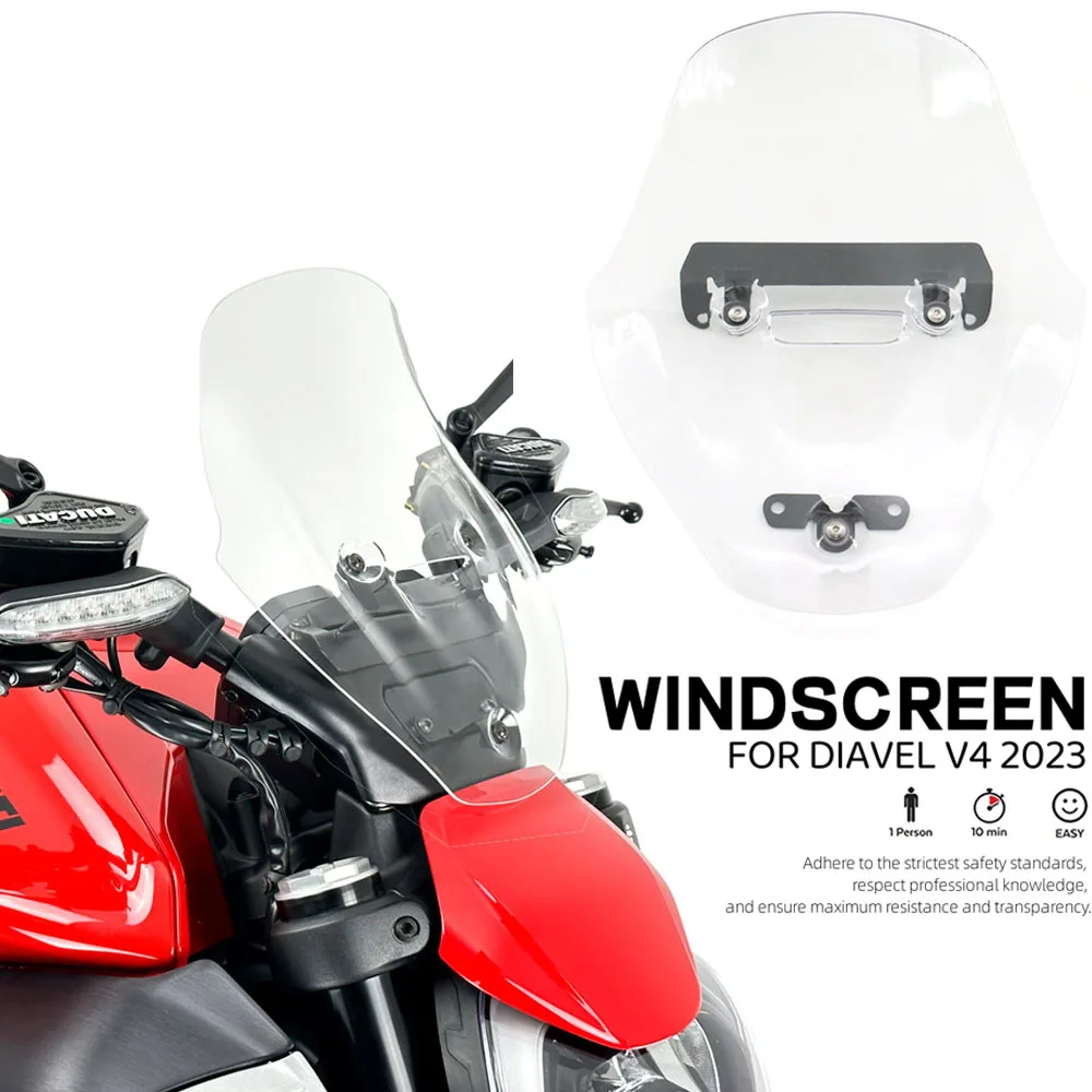 Diavel V4 Parabrezza Moto Parabrezza Touring Deflettori Vento Trasparente Per Ducati Diavel V4 2023 Accessori