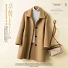Double-Sided Woolen Coat Women's Autumn/Winter Medium-Length Petite 2022 New Loose-Fit Versatile Hepburn Style Woolen Jacket