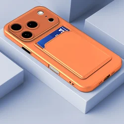 Liquid Silicone Card Slot Soft Phone Cover - Premium Protective Case for iPhone 18 Pro (Orange)
