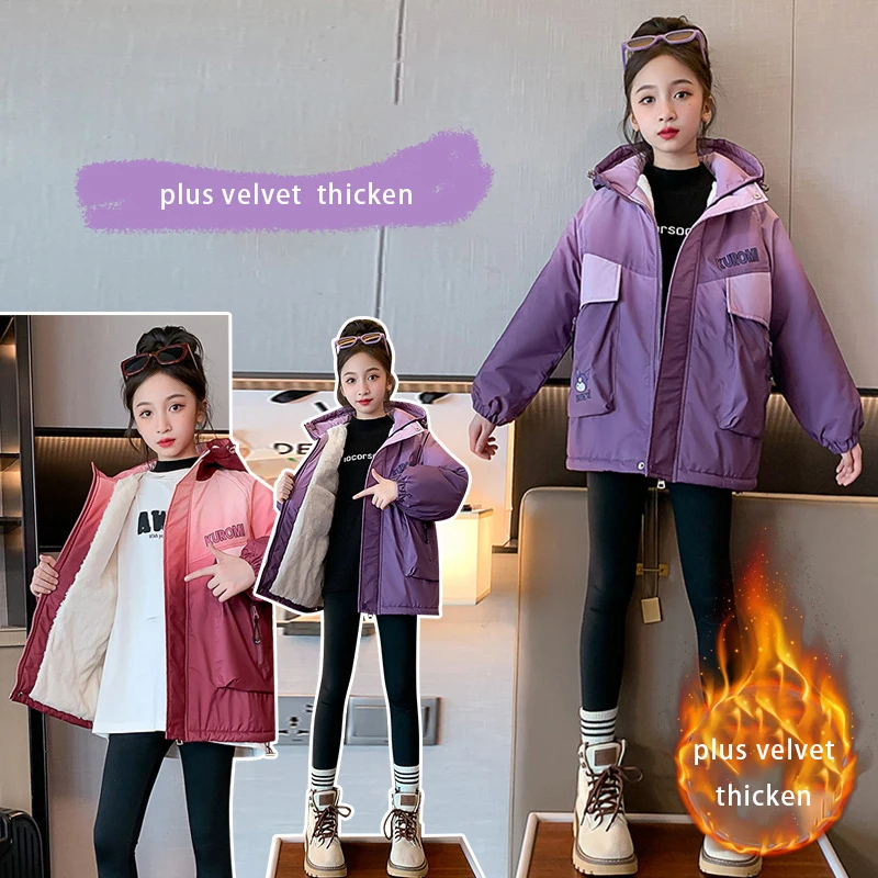 

Sanrioed аниме куртка для девушек Kawaii Мультфильм осень-зима новинка Студенческая куртка с градиентом цветная куртка плюс бархатный утепленный