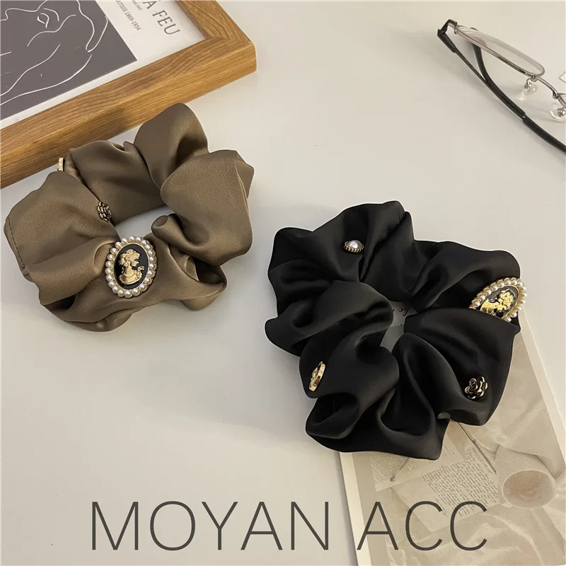 Simple Elegant Graceful Retro Large Intestine Hair Ring Hair Rope Female Texture Satin Hair Band Hair Rope Temperament Hair Ring bowknot hair ring large intestine ring temperament wild hair rope female simple hair clip hair binding rubber headband head rope