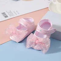 Girls Baby Spring Summer New Walking Shoes Soft Soles Thin Princess Infant Cotton Floor Shoes Sequins Bow Newborn First Walkers 2