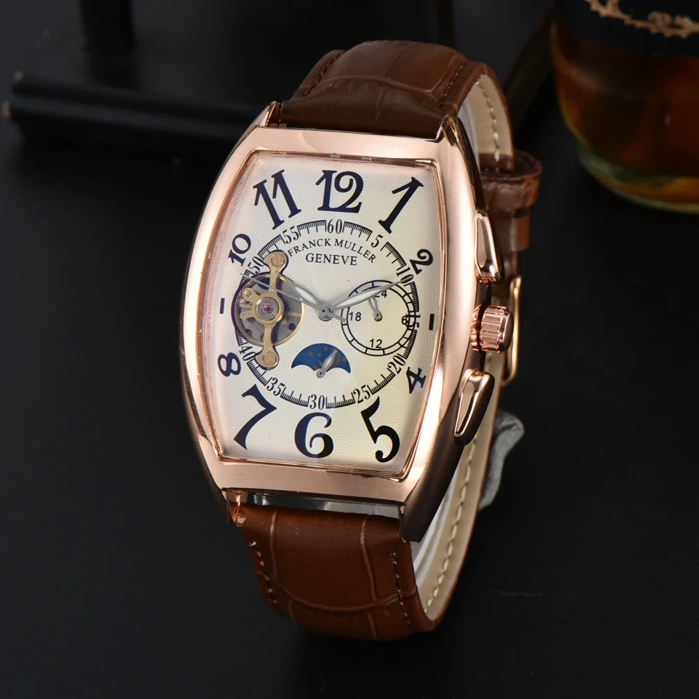 

Luxury Automatic Mechanical Watches for Men WristWatch Tourbillon Skeleton Wrist Clock Male Tonneau Man Wristwatch