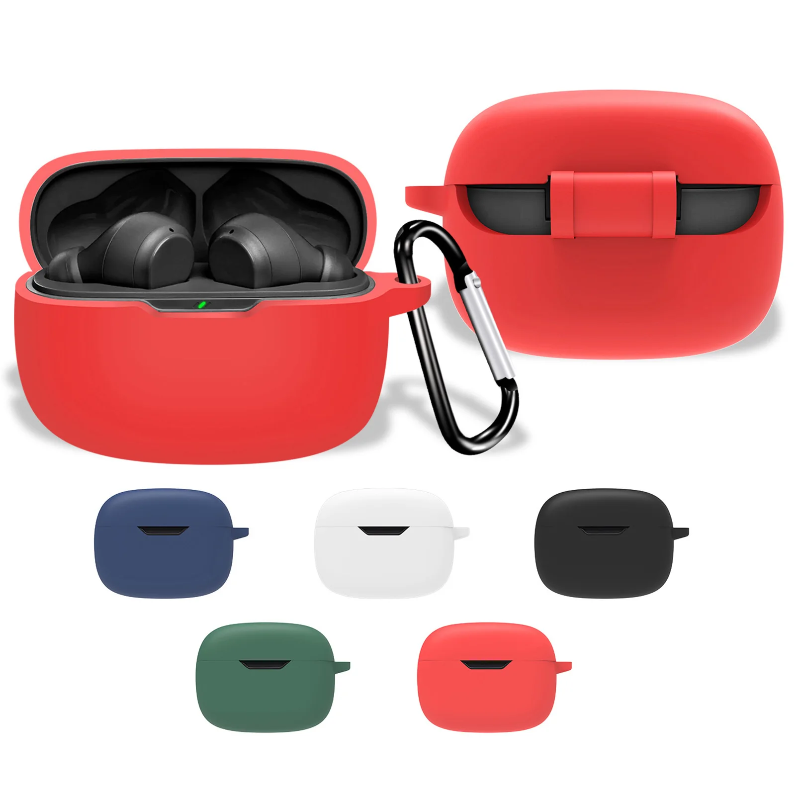 

Silicone Case For JBL Wave Beam Earbuds Cover Anti-Drop Protective Shell For JBL WAVE Beam Bluetooth Earphone with Carabiner