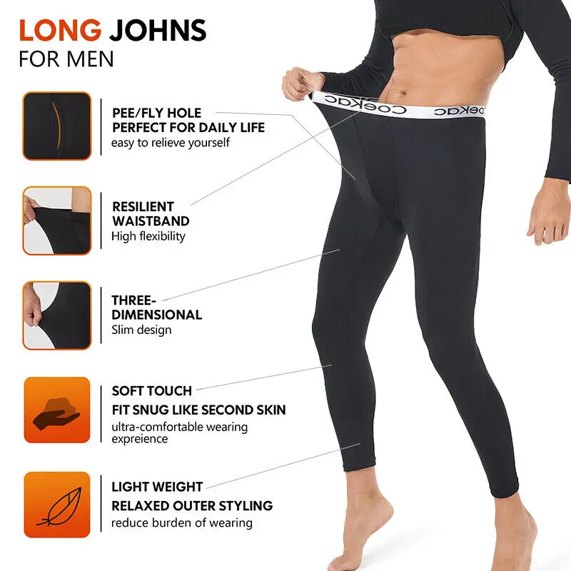 Long Johns for Men Thermal Underwear Leggings Bottoms Ultra Soft  Fleece-Lined Base Layer Trousers for Daily Wear Winter Outdoor - AliExpress