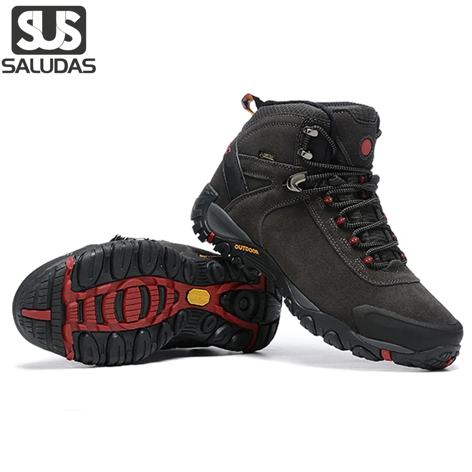 

SALUDAS Men Hiking Shoes Light Mid Ankle Trekking Trails Outdoor Walking Travel Camping Boot Waterproof Non-Slip Male Sneakers