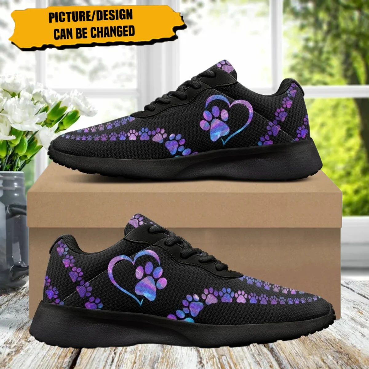 Fashion Love Dogs Print Women's Soft Cozy Gym Sneaker Wear-resistant Outdoor Casual Shoes Lightweight Breathable Walking Shoes