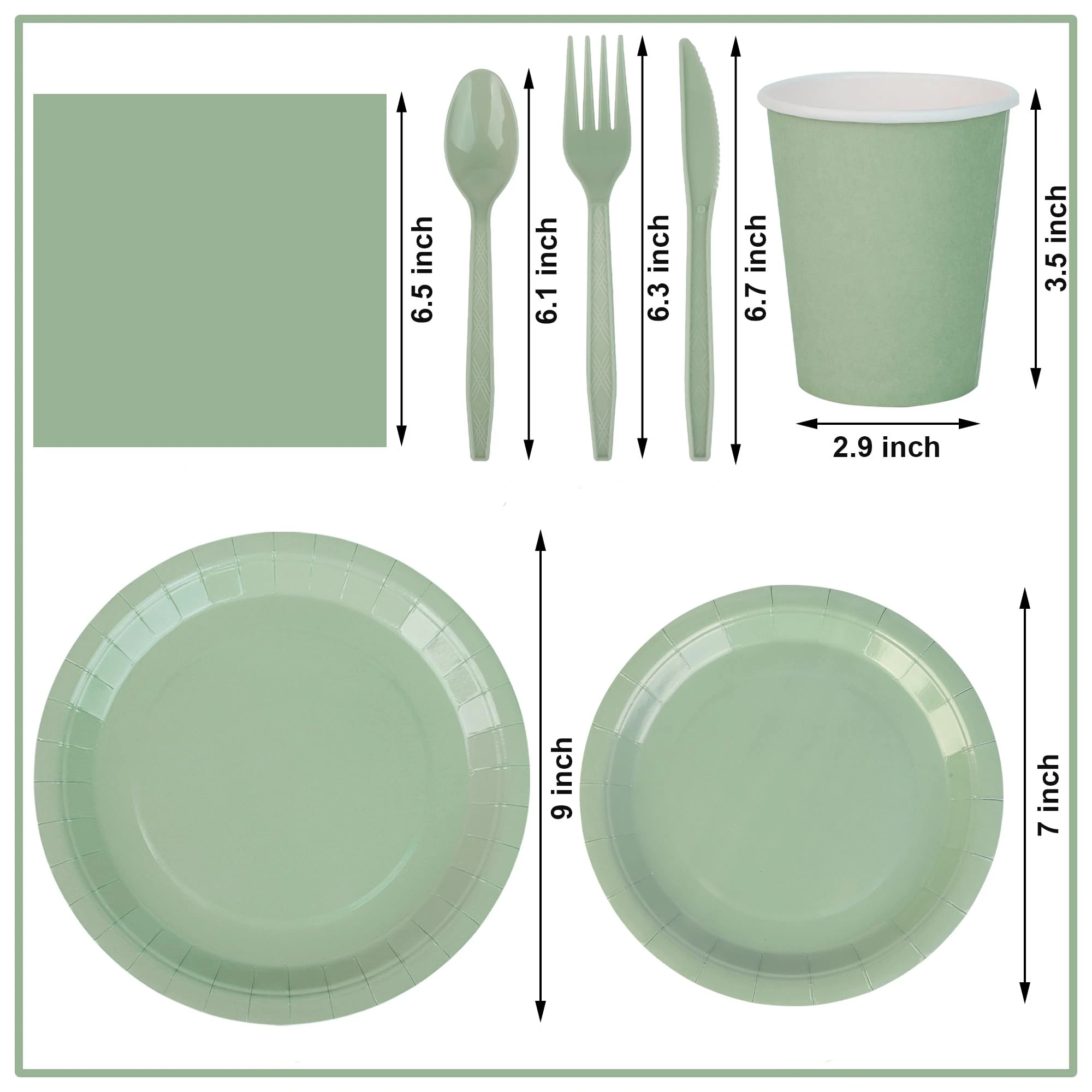 Sage Green Party Supplies Sage Green Tableware Set Paper