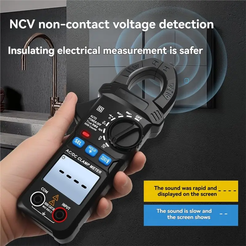 A25F-SK-201 클램프 미터 디지털 멀티미터 테스터 AC 전류 전압 커패시턴스 NCV 테스터(손전등 포함)
