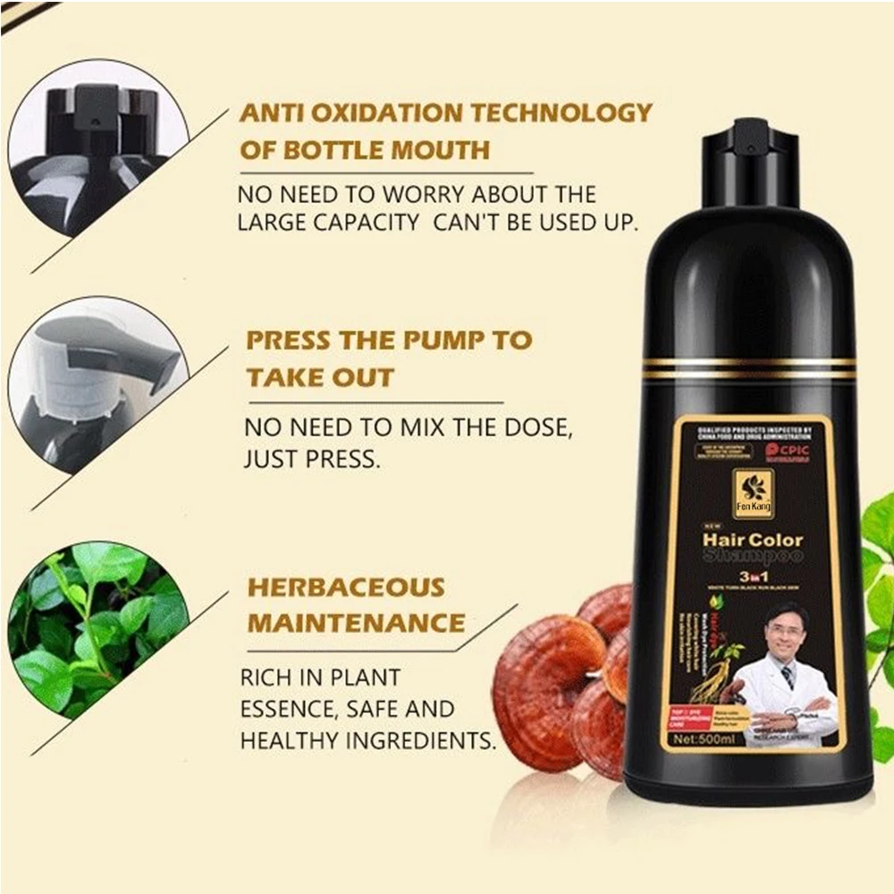 Hair Dye Shampoo Permanent No Harm Natural Plants No Stimulation