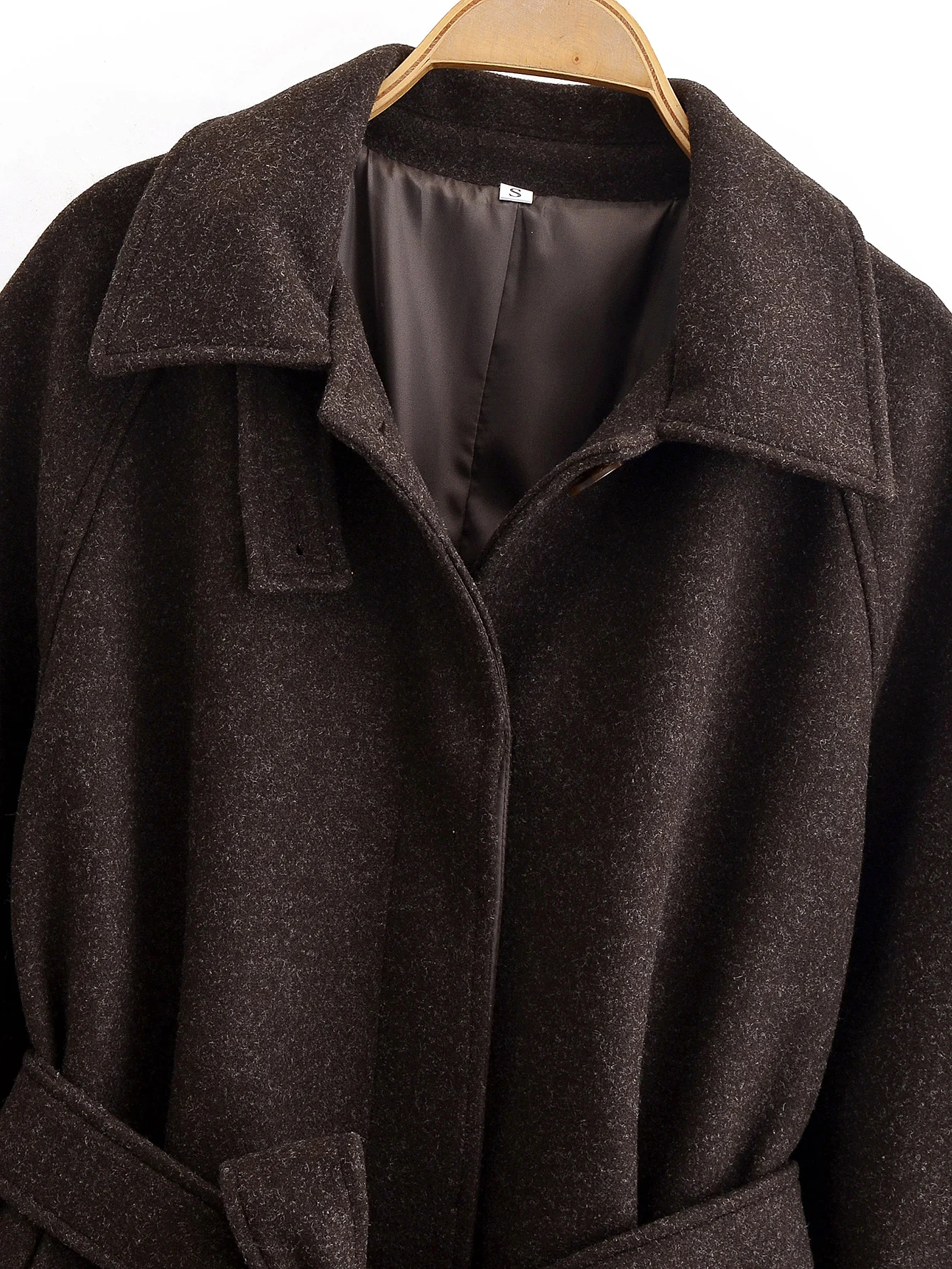 Women's Coffee Autumn Winter New Woolen Coat Female Long-Sleeve With Belt Solid High Street Loose-Fit Long Fashion Elegant Overc