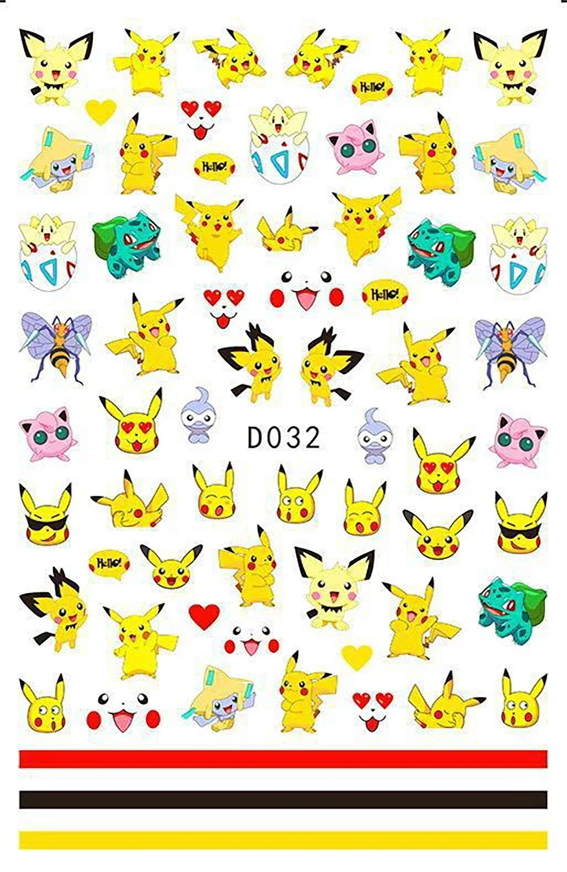 Miniso Cartoon Pok&eacute;mon Nail Stickers Cartoon Cute Pikachu Stickers For Nails Nail Decoration Sliders For Nails DlY nail stickers nail art decoration nail decals pokemon stickers