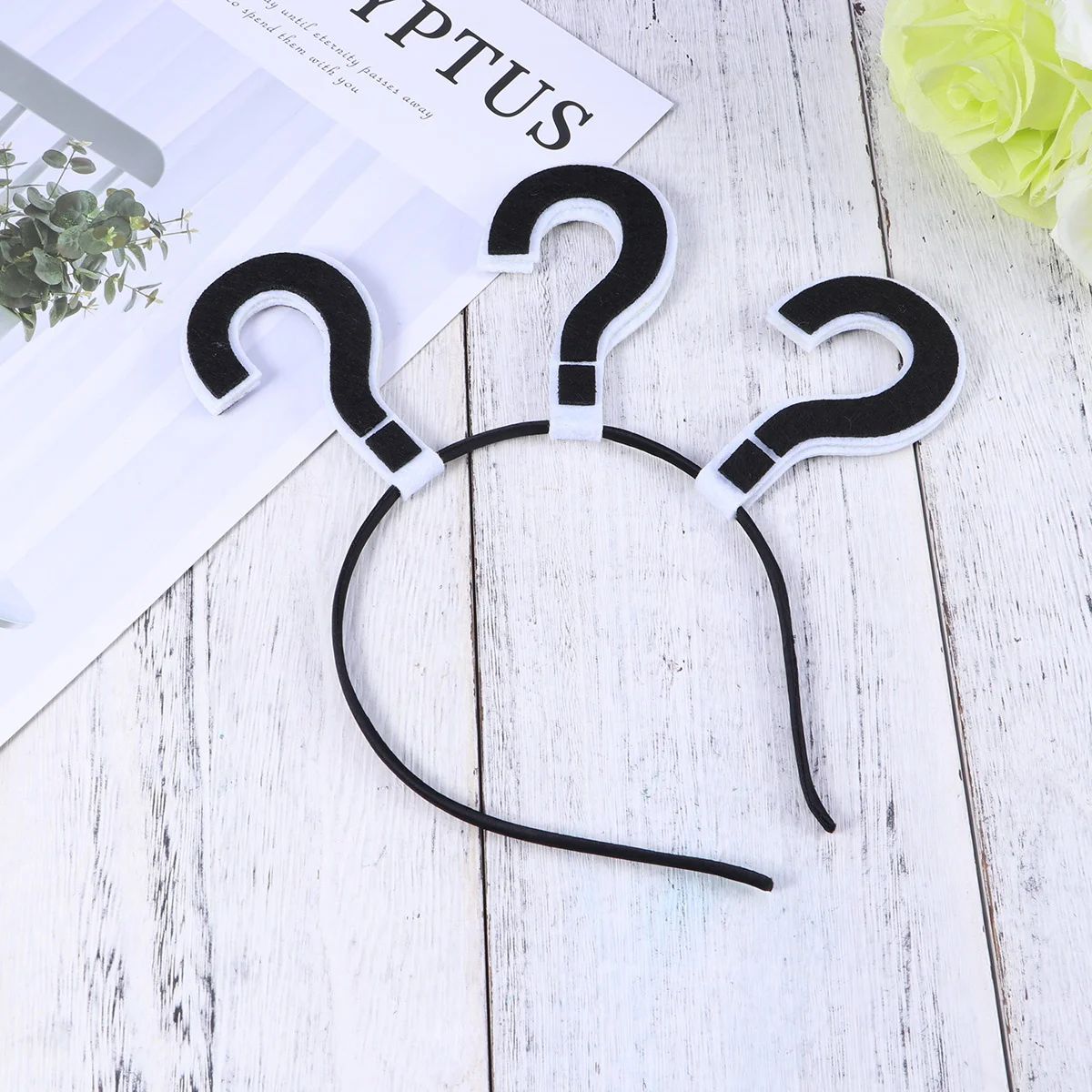 Question Mark Headband Non- woven Funny Hair Band Hair Accessories Selfie Photo Booth Props Party Costume for ( Black ) 3