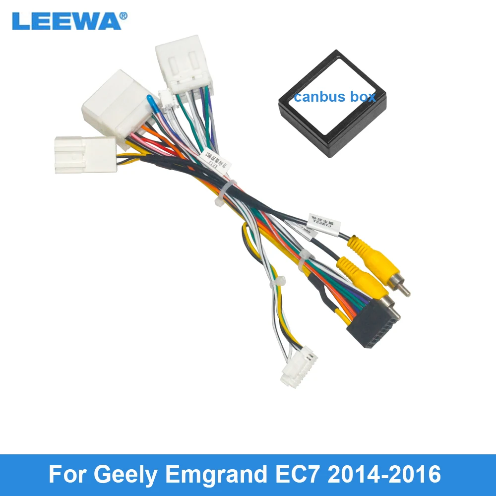 

LEEWA Car 16Pin Audio Power Wiring Harness Cable Adapter With Canbus For Geely Emgrand EC7 Stereo Aftermarket Wire Cable