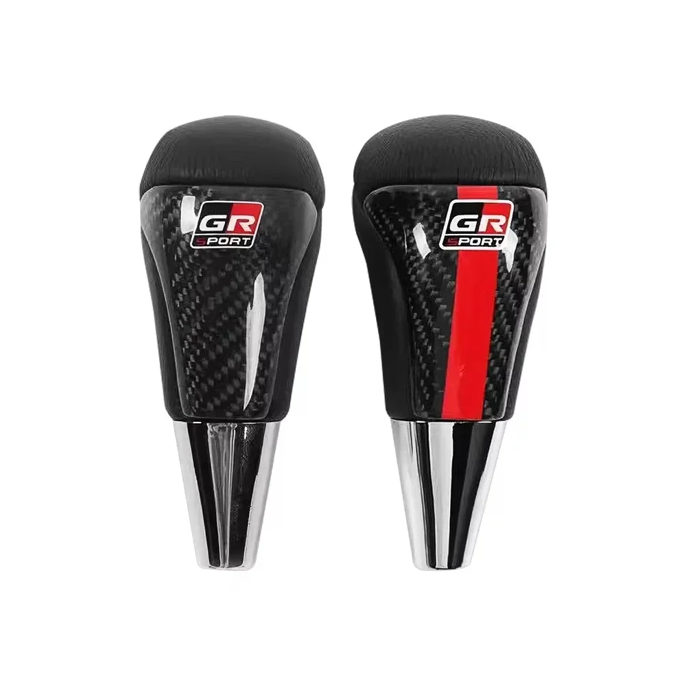 Car gear shift knob made of carbon fiber leather, gear lever for Toyota GR sports Corolla Supra racing parts Gazoo Yaris accessories.