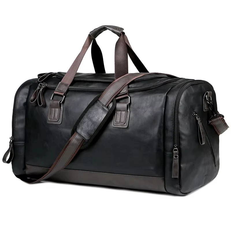 PU Leather Travel Duffel Bag Luggage Weekender Overnight Tote For Men Women Gym Sports Crossbody Carry On Waterproof_voghion.com