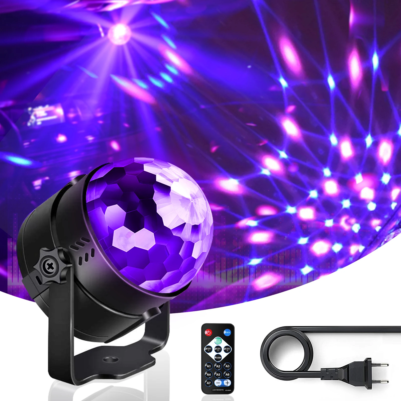 3W UV 3 LEDs Magic Ball Light HOLDLAMP Stage Effect Lighting with Remote Controller Auto Sound Control for DJ Show Concert Party
