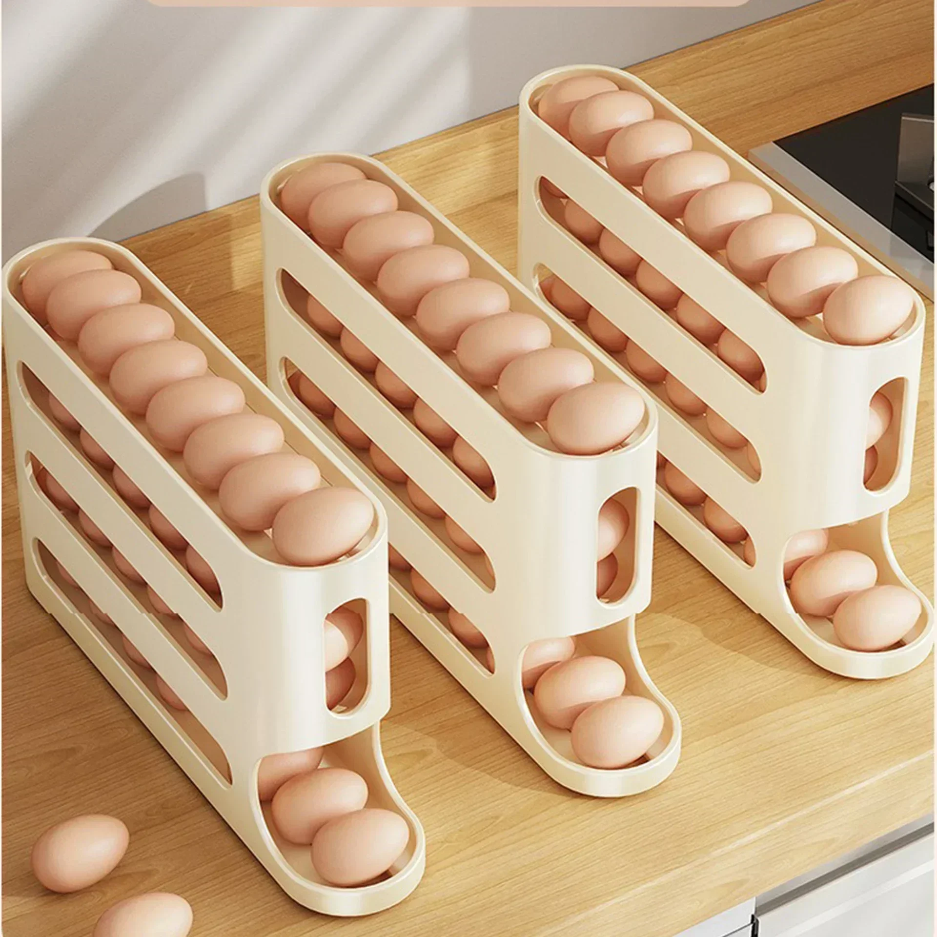 4-layer Slide Egg Storage Box Ladder Style Egg Box Storage Refrigerator Side Door Large Capacity Automatic Egg Rolling Machine 6