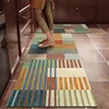PVC Kitchen Carpet Waterproof Leather Floor Mat Oil-proof Non-slip Long Foot Mats Color Stripes Ethnic Style Home Decoration Rug 1