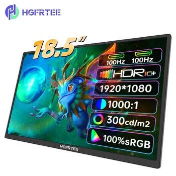 HGFRTEE 휴대용 모니터 ADS-IPS, VESA 홀 및 스탠드 포함, 노트북 세컨드 스크린, 100Hz RGB100 % 확장 디스플레이, 18.5 인치
