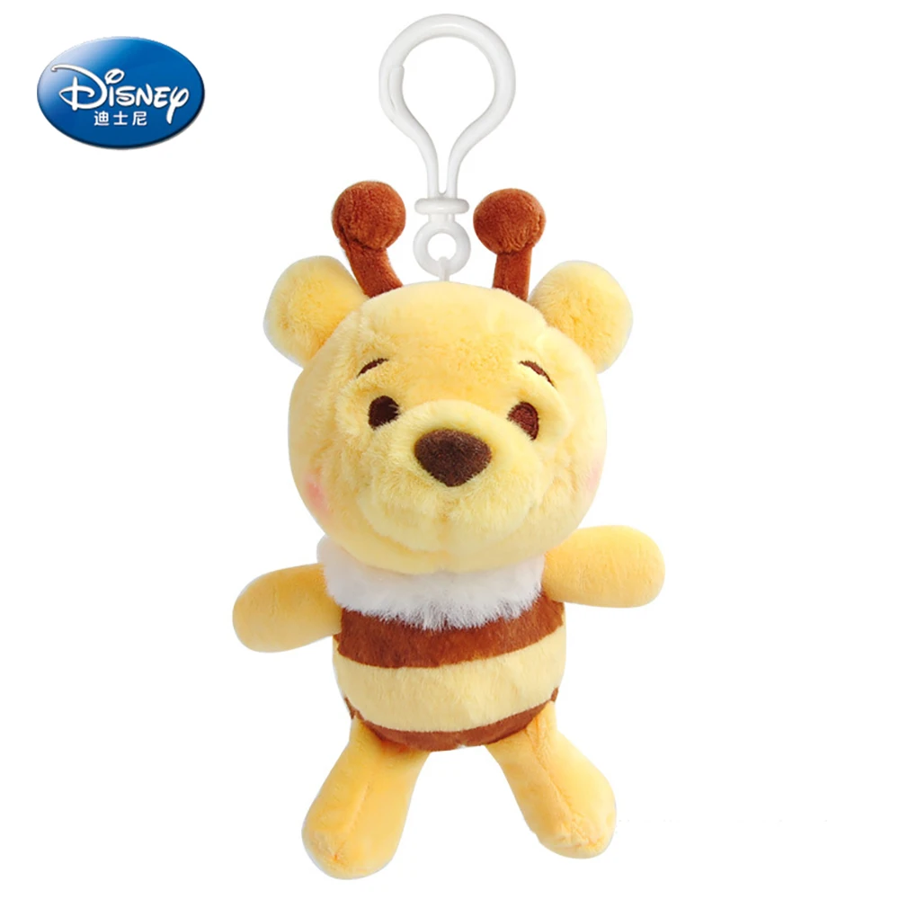 Disney Lovely Cartoon Plush Small Pendant For Boys Girls Winnie Bear Stitch Bee Plush Doll Toys Kids Adults Cute Bag Accessories