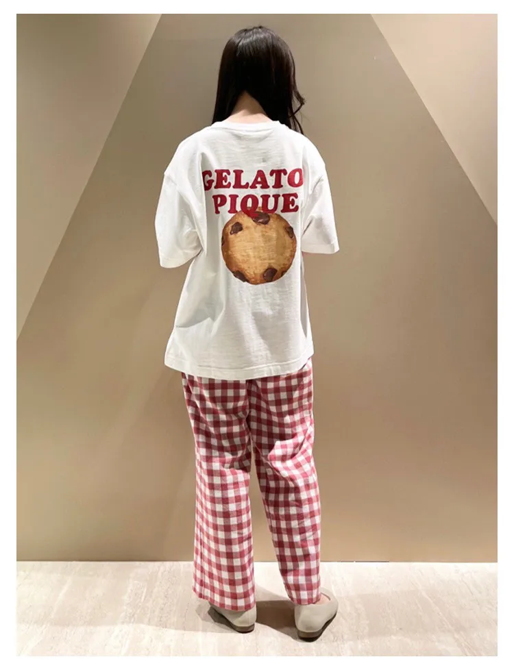 Gelato Pique Otter 프린트 파자마 세트 여성 소프트 라운드 넥 반팔 긴 바지 홈 라운지 잠옷 투피스 의상