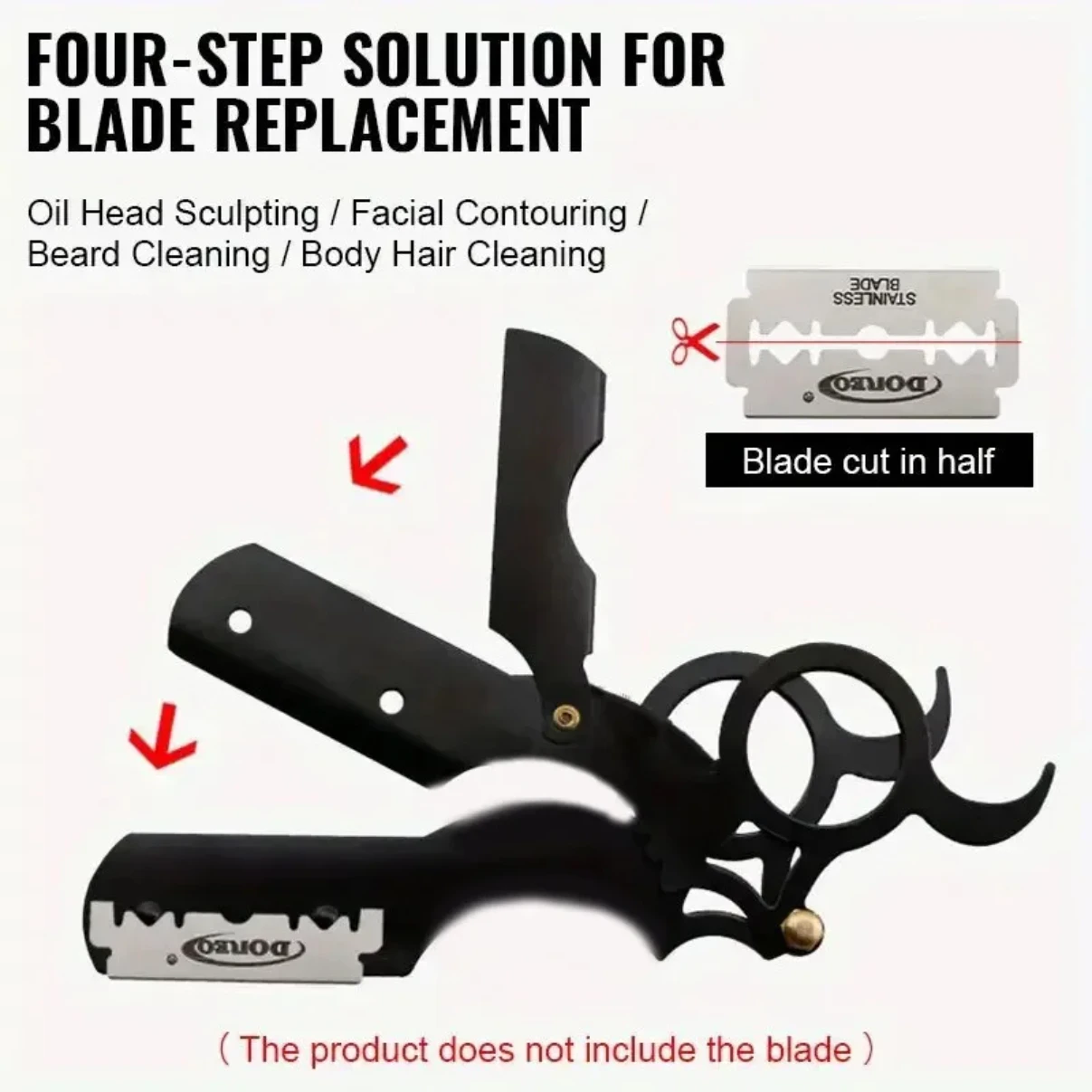 1+10pcs bladStainless Steel Classic Shaving Razor for Thumb Double Edge Haircutting Bald Head Eyebrow Shaping Hairdressing Stand 4