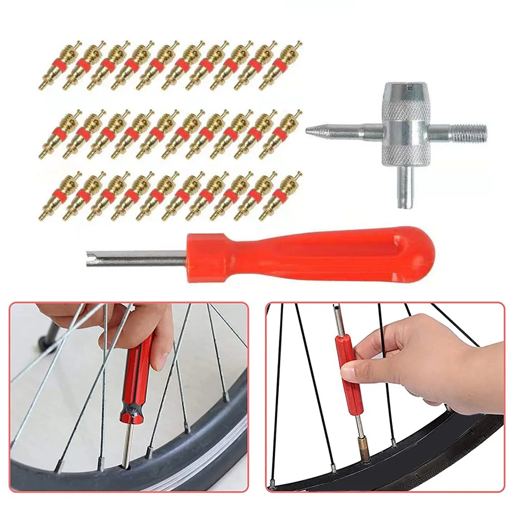 

32Pcs/set Tire Repair Install Tools Kit Car Bicycle Motorcycle Universal Tire Valve Stem Core Remover Screwdriver Repair Tool