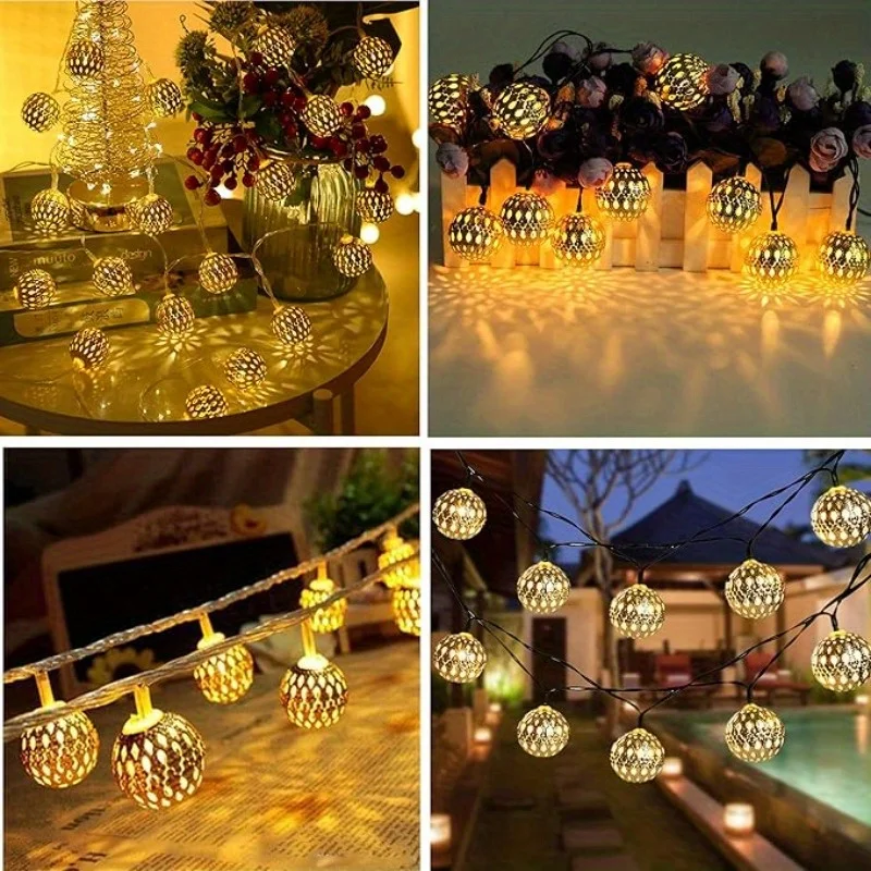 Solar moroccan globe fairy lights outdoor