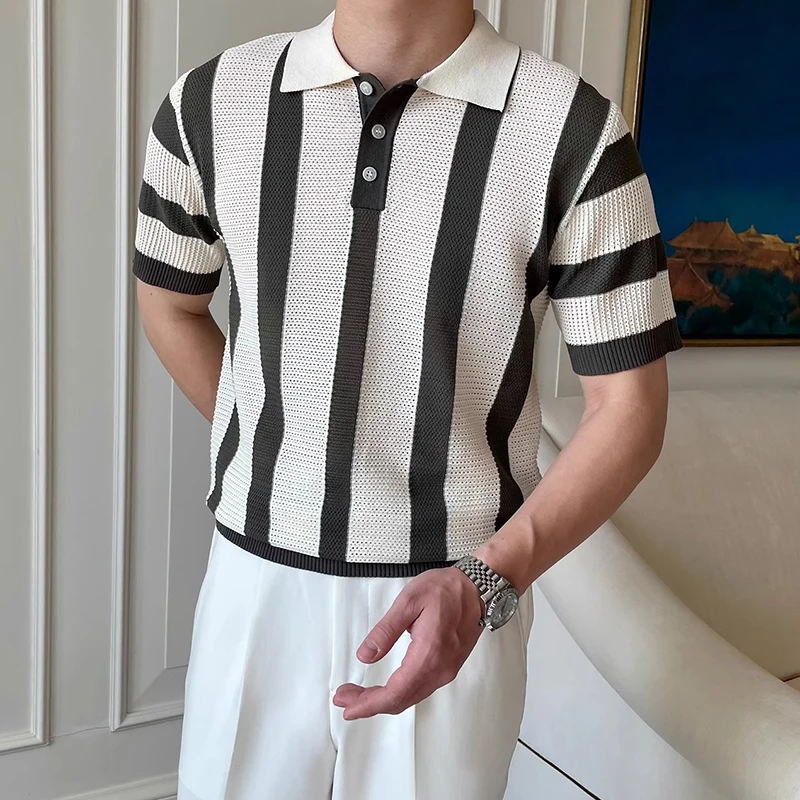 Contrast Color Striped Mens Polo Shirts Trendy Button Turn-down Collar Knit Tops Men Spring Summer Daily Casual Breathable Polos 11 S9c30d4f8b299469b8e6ea9635eb118c5R