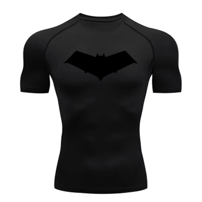 Sommer Casual Run Kompression T-Shirt Männer Tops Bat Print Quick-Dry Fitness Gym Sportswear MMA Rashguard Jersey Workout t Männlich – Detail 7